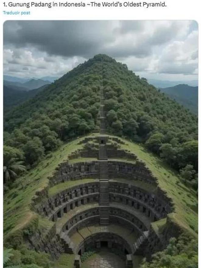 Imagen elaborado con IA del Gunung Padang.