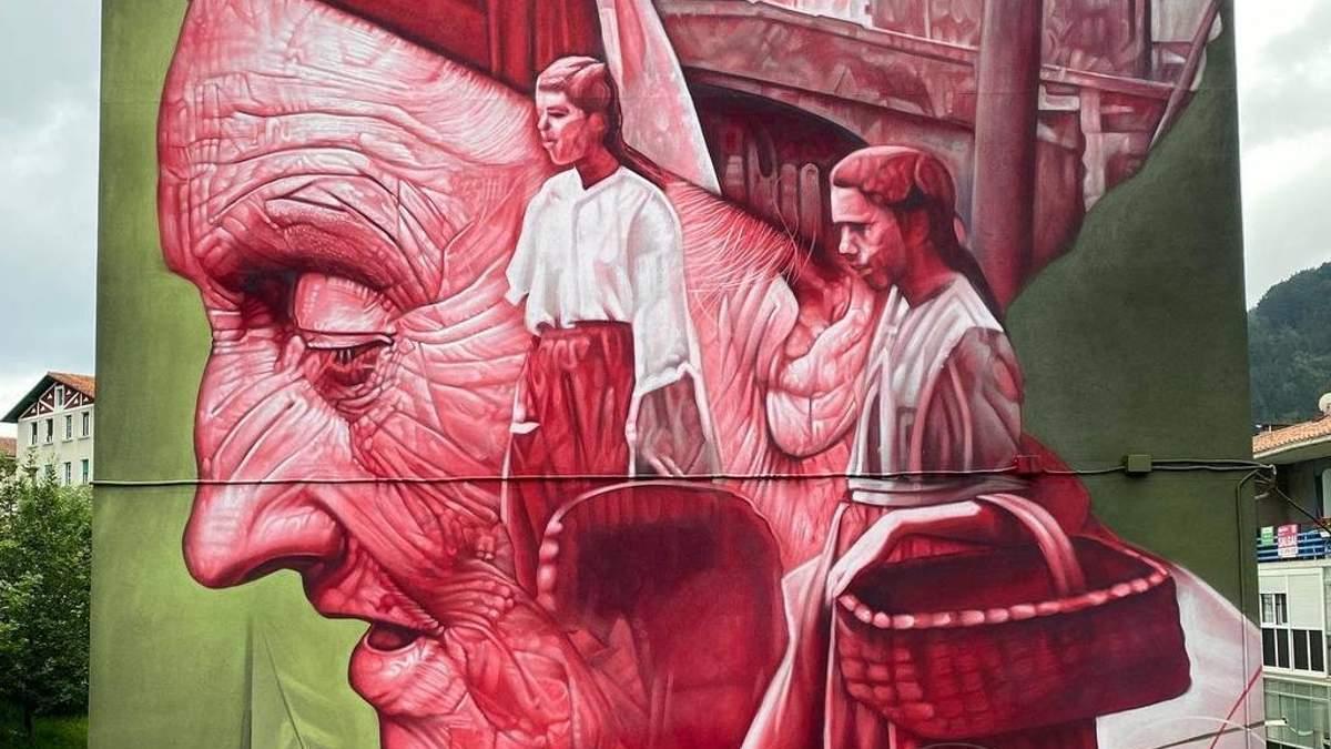 'Las entrañas de la memoria', del muralista Matías Mata (Sabotaje al montaje) en Ondarroa.
