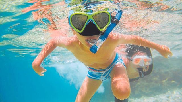 Unos niños buceando, una de las actividades más habituales en verano.