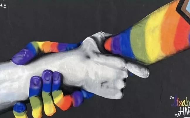 Expresivo mural realizado por Mutiko Kristal en una pasada edición de la jornada reivindicativa 'Atxabalta Harro'.