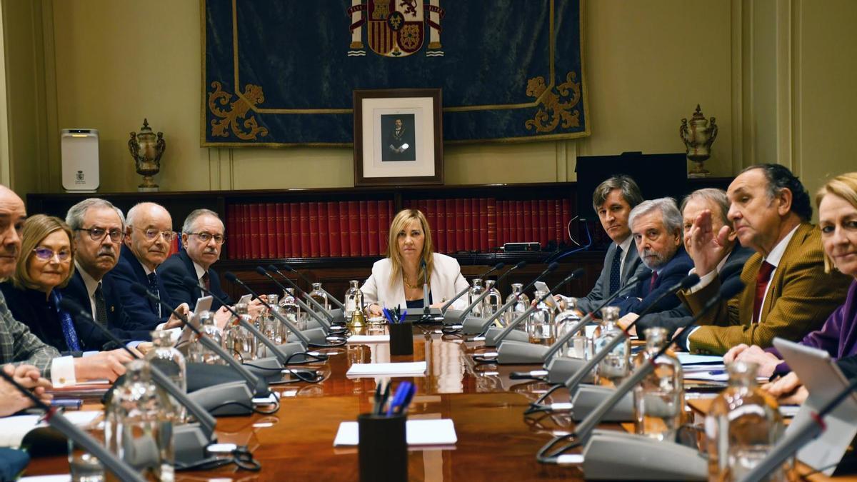 La presidenta del CGPJ, Isabel Perelló, durante el pleno extraordinario del órgano de gobierno de los jueces.