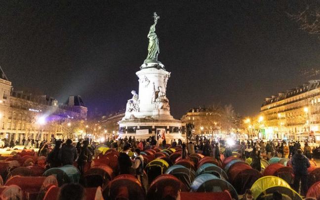 Movilización en París a favor de los refugiados. Movilización en París a favor de los refugiados.