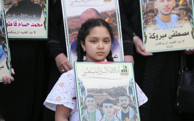 Imagen de archivo de una marcha en Nablús por los prisioneros palestinos