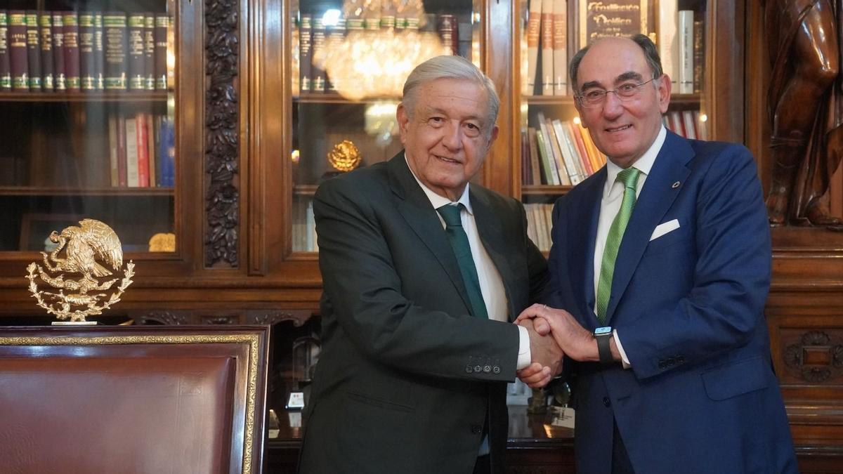 El presidente de México, Andrés Manuel López Obrador, y el presidente de Iberdrola, Ignacio Galán.