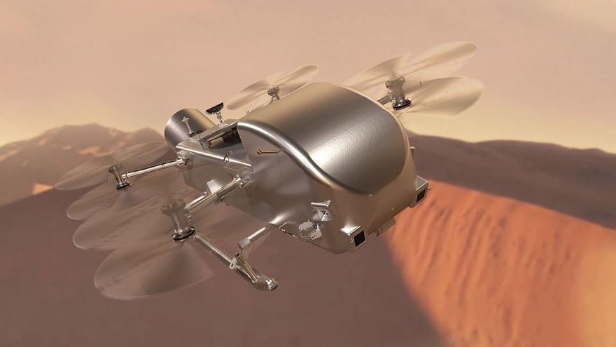 Recreación del dron de propulsión nuclear Dragonfly.
