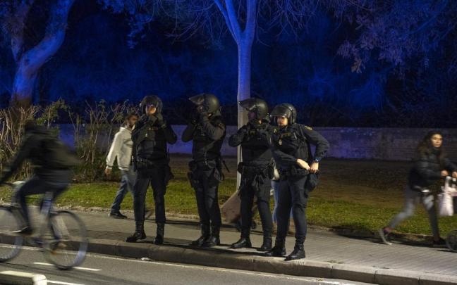Imagen de archivo del despliegue policial en una protesta contra las infiltraciones. Imagen de archivo del despliegue policial en una protesta contra las infiltraciones.