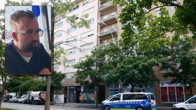 Edificio en el que ocurrió el crimen y, en foto de la esquina, Raúl Sierra.