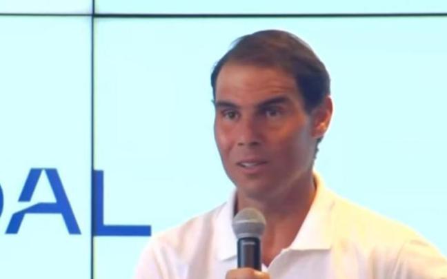 Rafa Nadal durante la comparecencia.