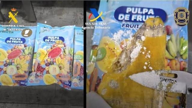 La cocaína estaba oculta en paquetes de pulpa de fruta congelada procedentes de Ecuador.