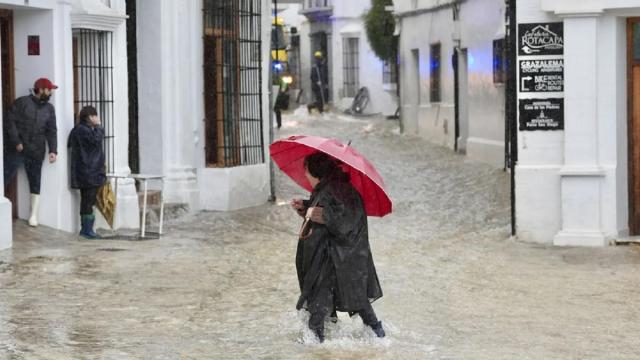 Así estaban las calles de Grazalema (Cádiz) a principios de febrero.
