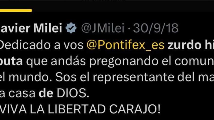 Milei sobre el Papa Francisco en 2018