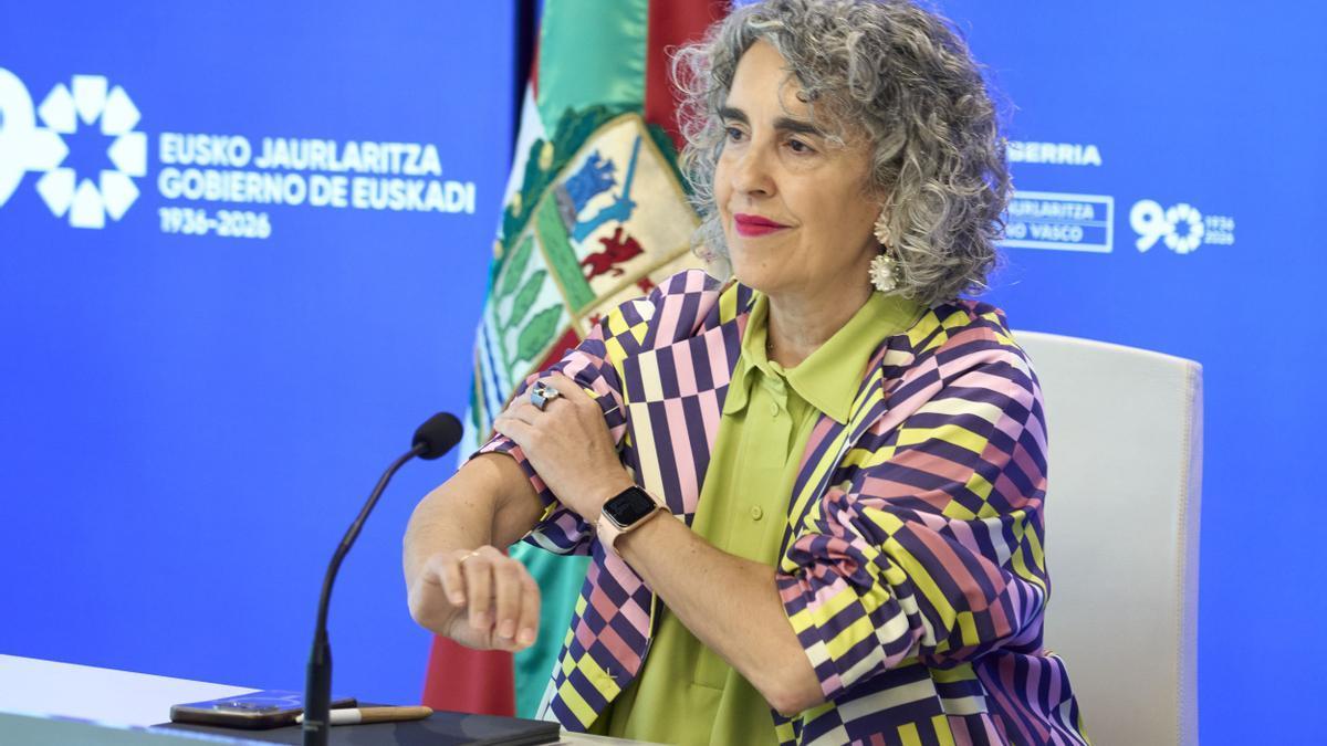 La vicelehendakari Ibone Bengoetxea, este martes en la rueda de prensa posterior al Consejo de Gobierno