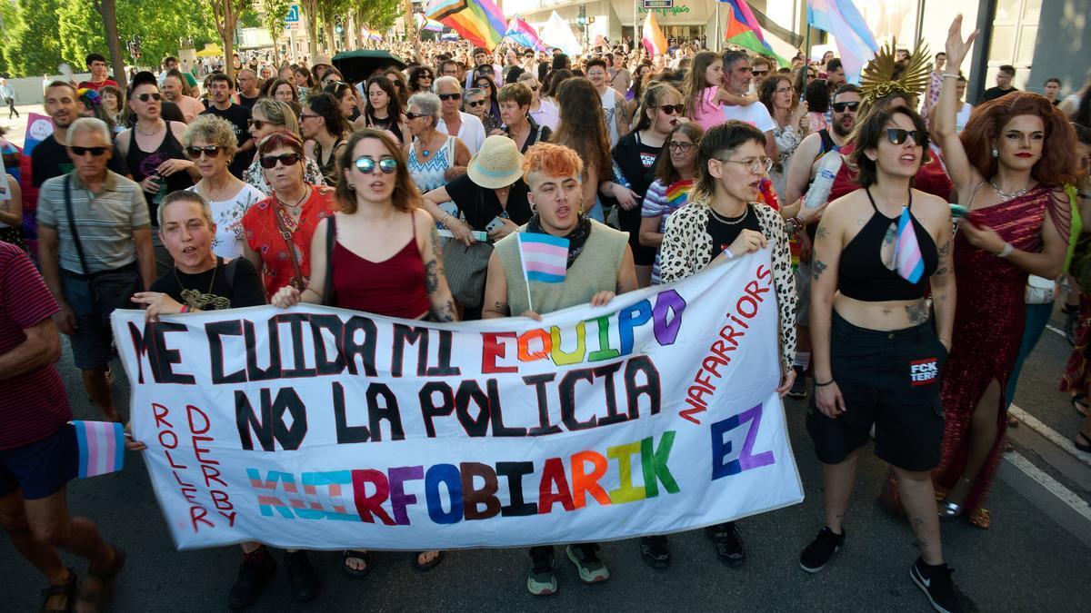 Manifestación en defensa de los derechos de las personas lesbianas, gays y trans.