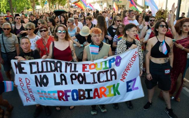 Manifestación en defensa de los derechos de las personas lesbianas, gays y trans.