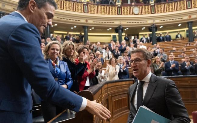 El presidente del Gobierno español, Pedro Sánchez, y el líder del PP, Alberto Núñez Feijóo.