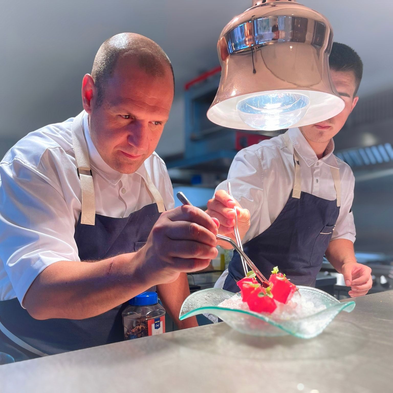 Andrés Conde, en pleno servicio.
