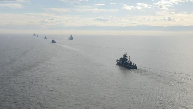 Imagen de archivo de navíos iraníes en el mar Caspio.