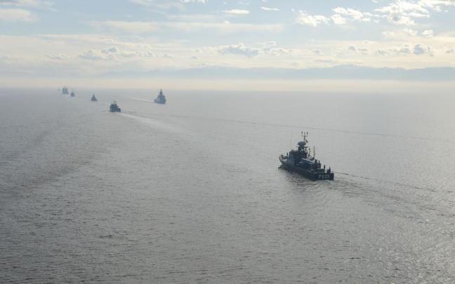 Imagen de archivo de navíos iraníes en el mar Caspio.