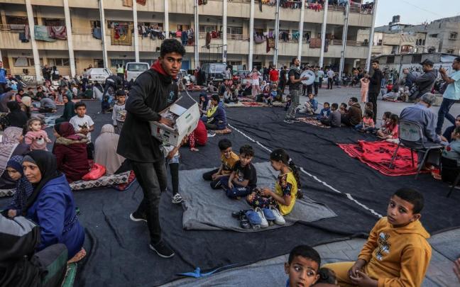Palestinos desplazados en Rafah, Gaza