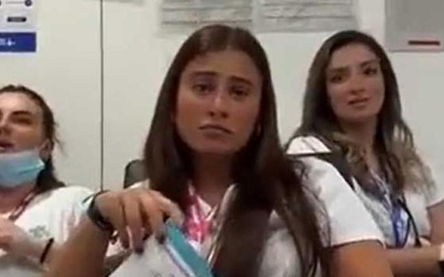 Las tres enfermeras protagonistas del vídeo.