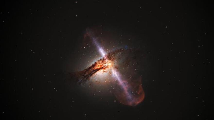 Ilustración artística de un agujero negro supermasivo.