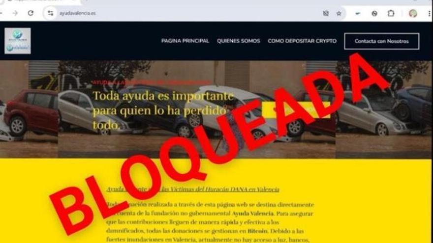 Imagen de la web bloqueada.