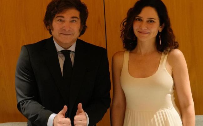 El presidente de Argentina, Javier Milei y la presidenta de la Comunidad de Madrid, Isabel Díaz Ayuso, en 2025.