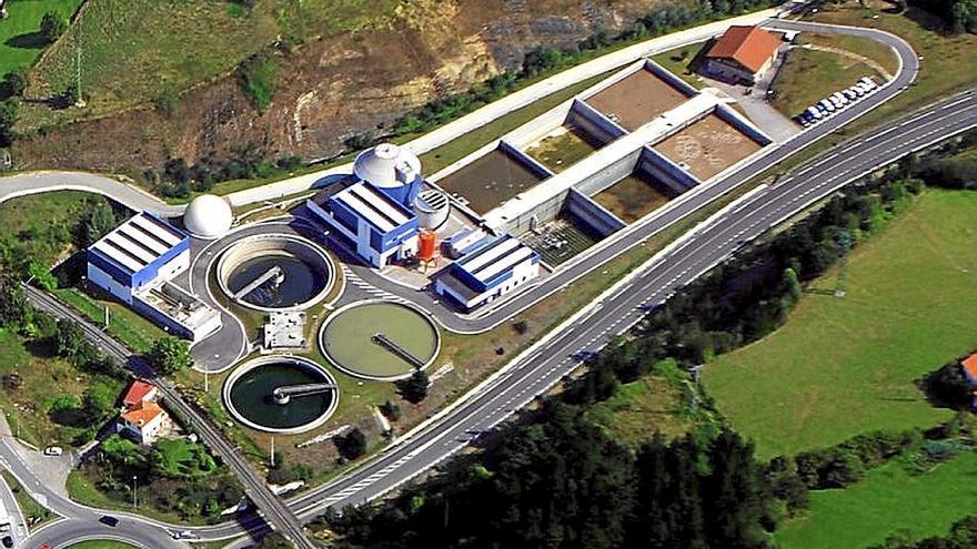 Vista aérea de la EDAR de Apraiz en Arriaga San Antolín.