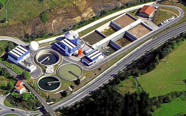 Vista aérea de la EDAR de Apraiz en Arriaga San Antolín.