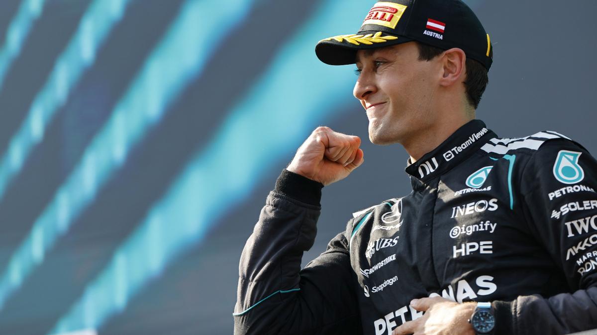 Russell, en el podio del circuito Red Bull Ring.