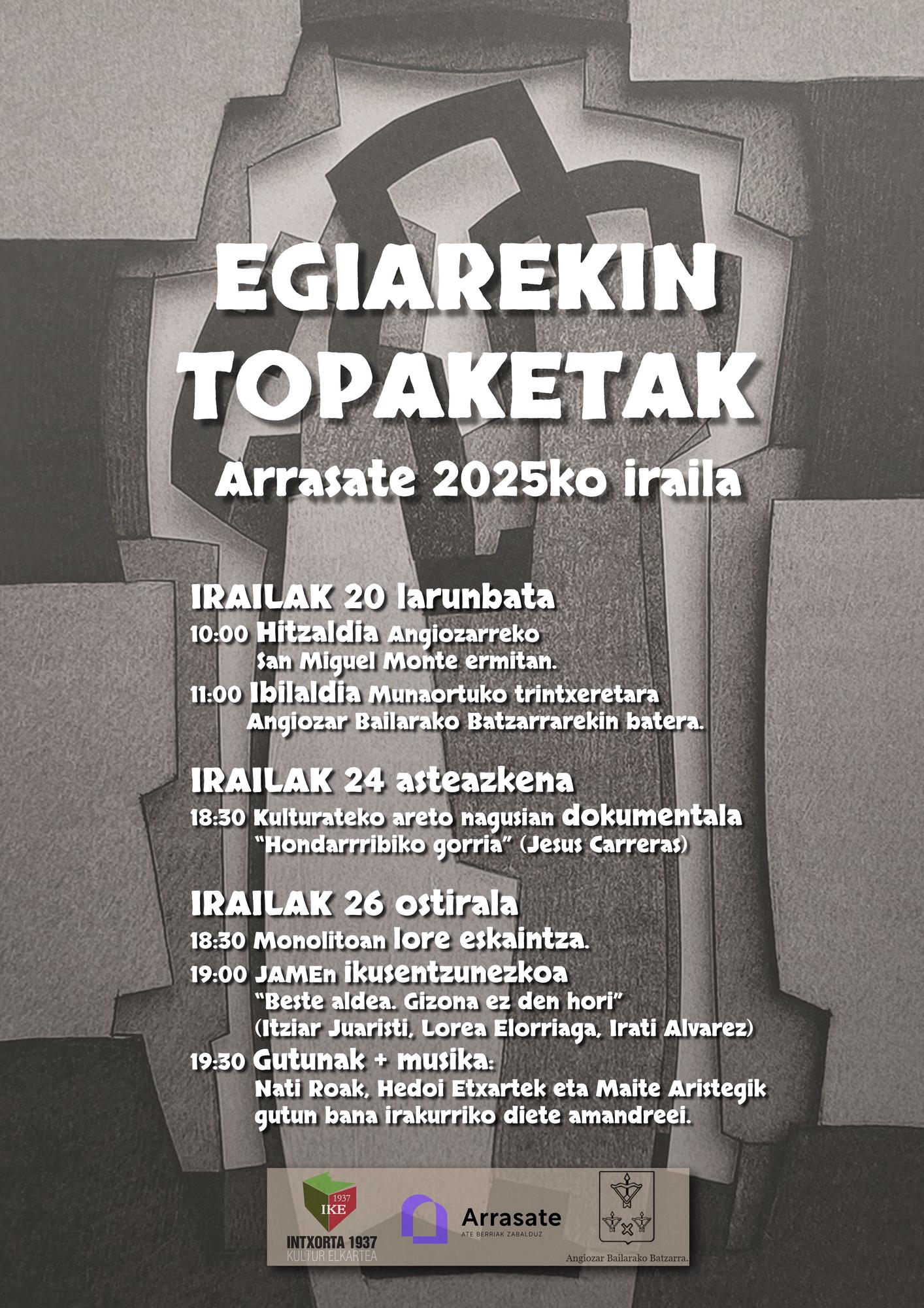 Programa de actos dentro de 'Egiaren Topaketak'.