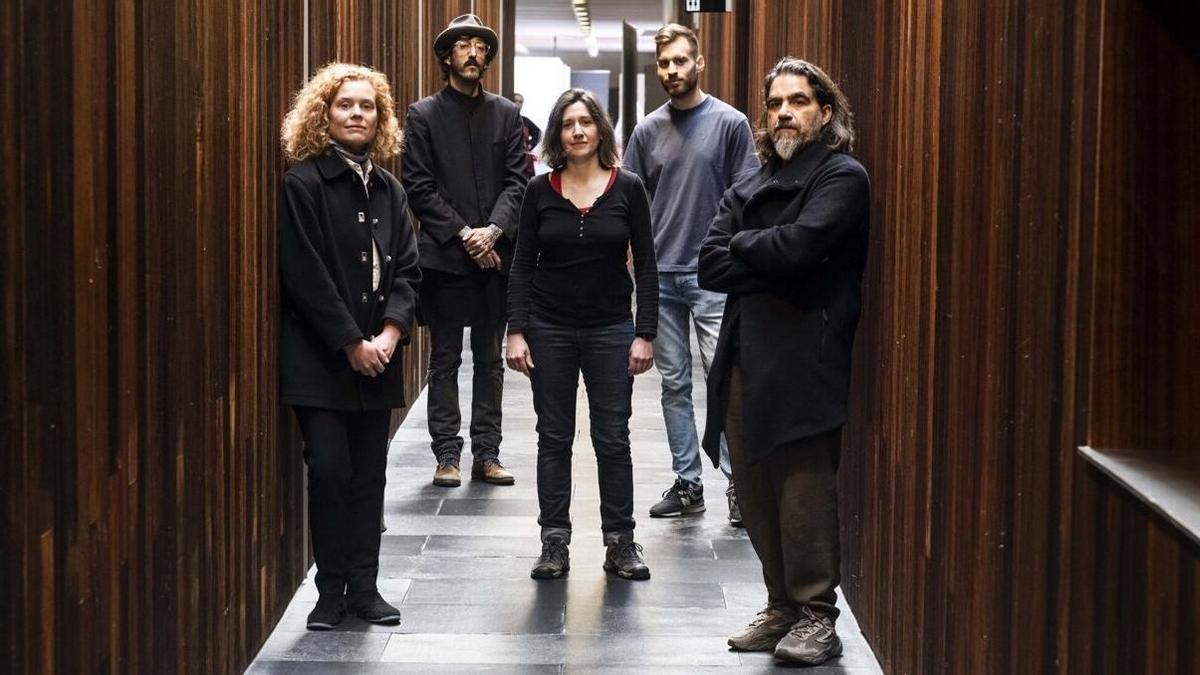 De i a d, los realizadores Elvira Sánchez Poxon, Julius Richard Tamayo, Juliette Achard, Varga Gábor y Christian Bagnat, retratados este jueves en Baluarte.