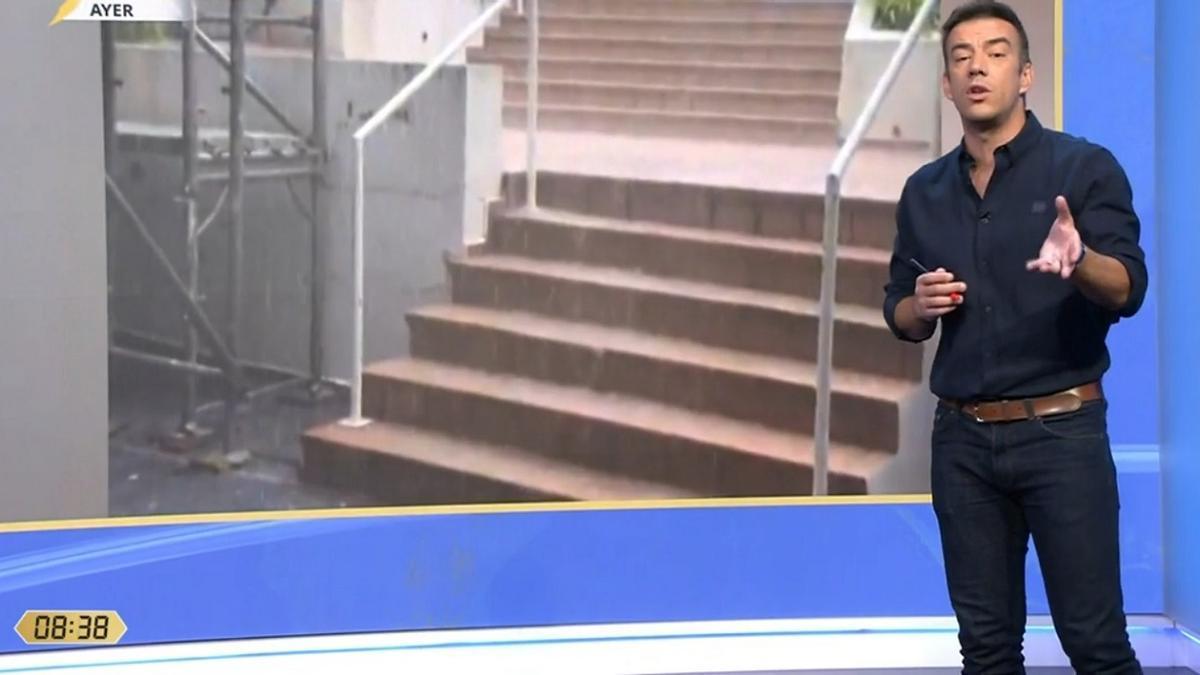 El periodista José Luis Vidal, presentando la información meteorológica.