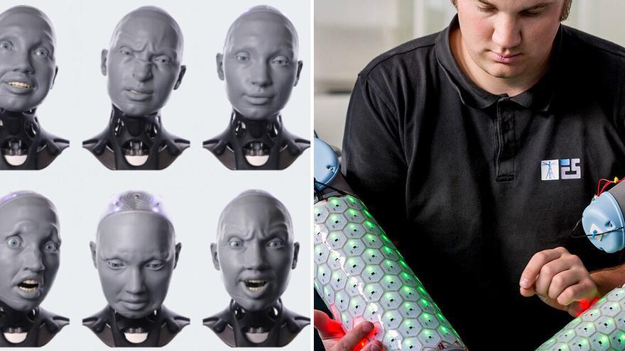 Ameca reproduce diferentes expresiones faciales mientras una piel electrónica permite a los robots detectar el contacto.