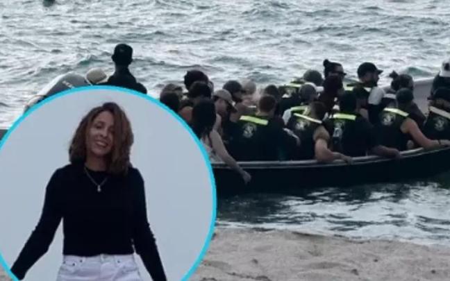 La lancha antes del accidente y, en el círculo, Noelia Maximino Beltrán.