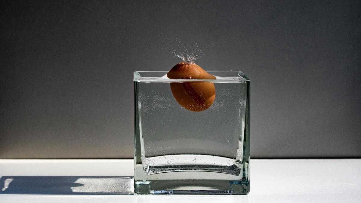 Sumergir un huevo en un vaso de agua par comprobar su frescura