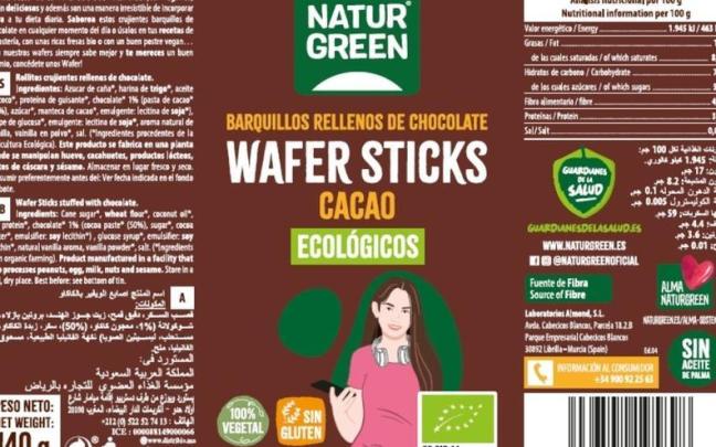 Envase de los barquillos afectados por la alerta.