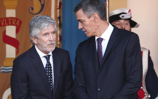 El ministro del Interior, Fernando Grande-Marlaska, y el presidente del Gobierno español, Pedro Sánchez.