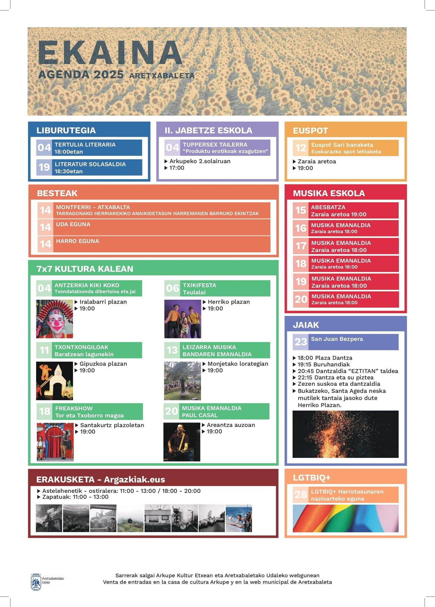 Programación cultural para junio.