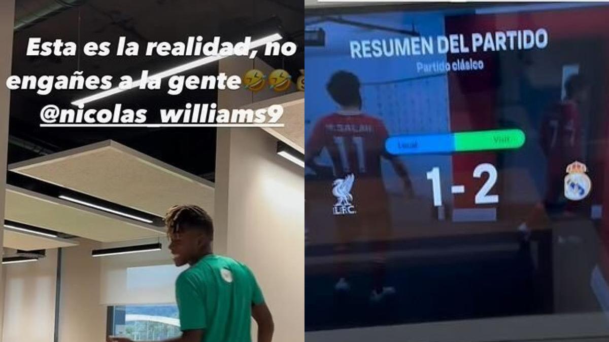 Nico Williams y Unai Gómez jugando a un videojuego