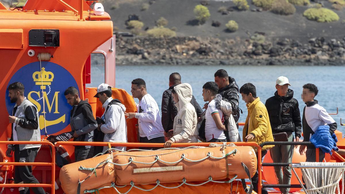 Un grupo de migrantes llegados a Lanzarote la semana pasada.