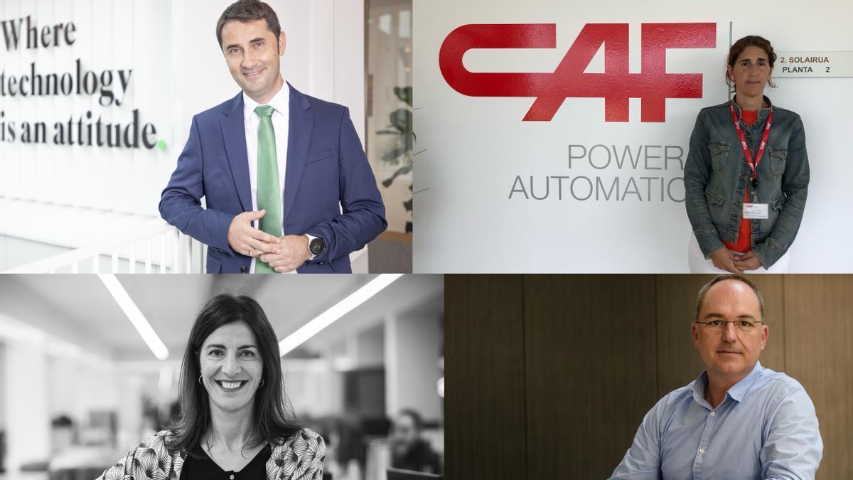 El director general de Ikerlan, Ion Etxeberria; Oihana González de Prado Urcelai (CAFpower); Olga de Miguel (Orbea); y el responsable de Gestión del Talento de la Coportación Mondragon, Iñigo Larrea