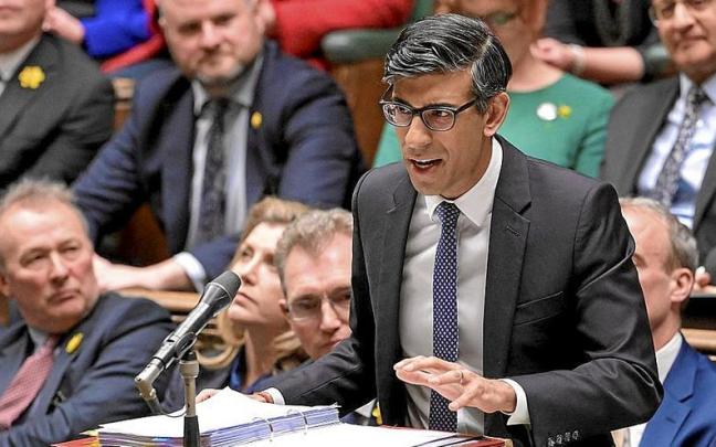 El primer ministro británico, Rishi Sunak, en la sesión de ayer en la Cámara de los Comunes.