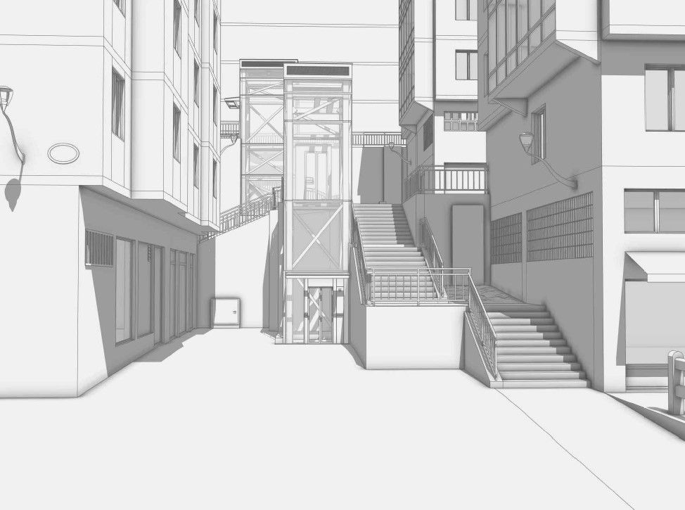 El tercero de los ascensores estará situado en las escaleras