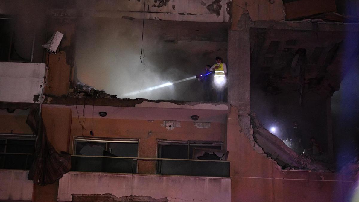 Imagen de la oficina de Hamás atacada en Beirut