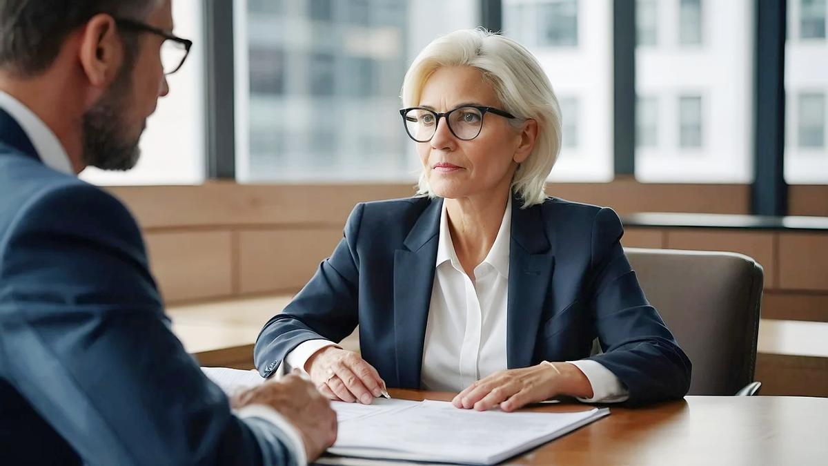 Un candidato y una reclutadora en una entrevista de trabajo