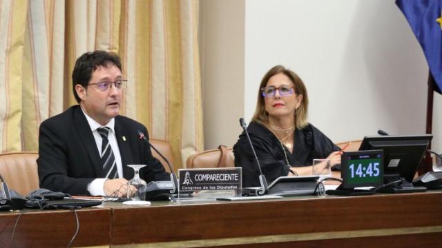 Momento en el que Xabier Txurruka comparece en el Congreso.