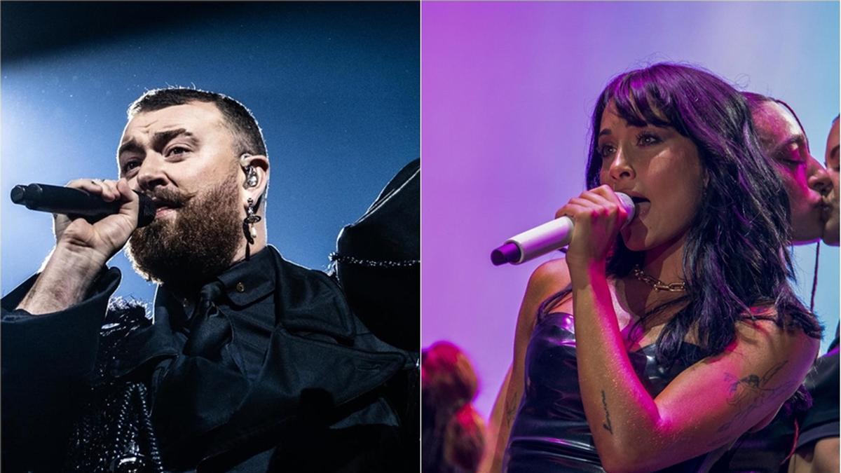 Sam Smith y Aitana durante uno de sus conciertos este verano.