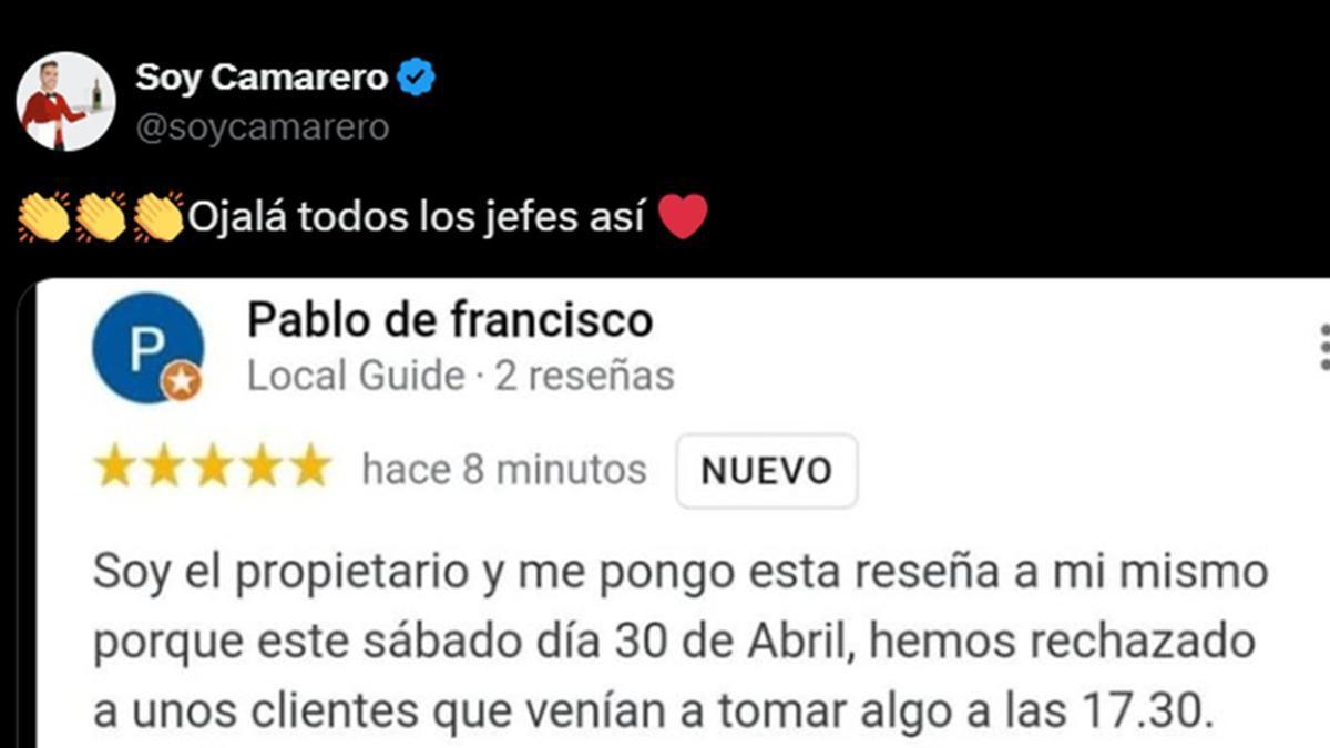 La captura del post con el comienzo de la reseña.
