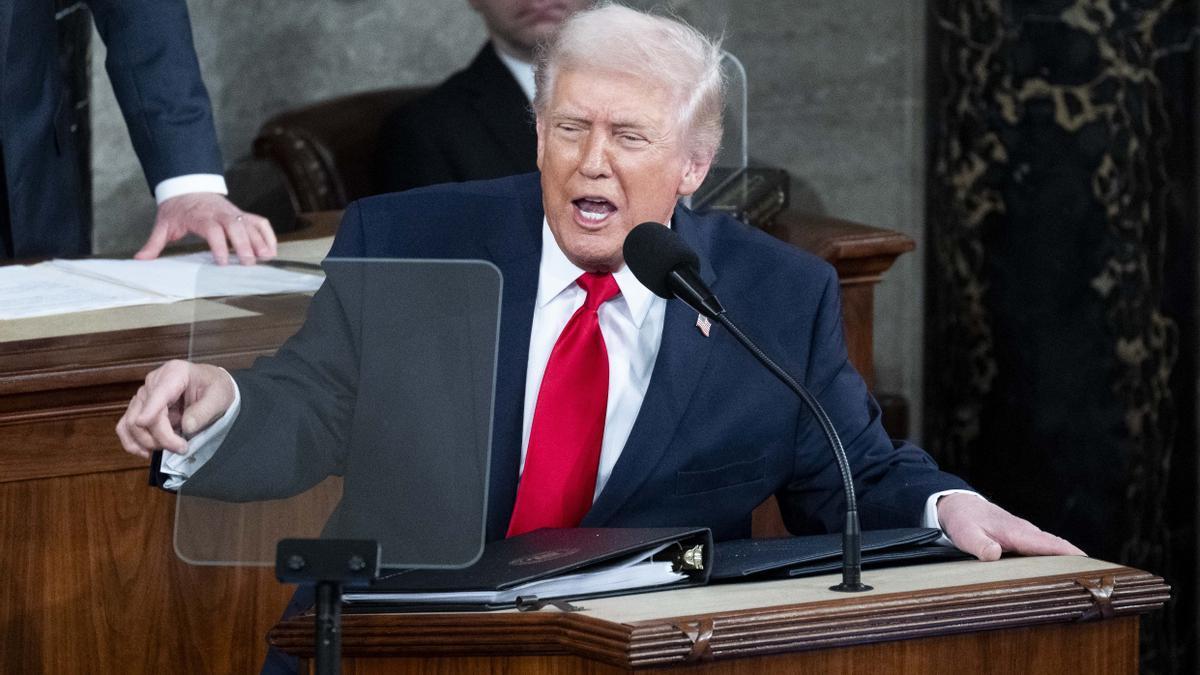 Trump durante el discurso sobre el Estado de la Unión.